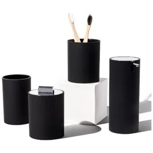 Elegante juego de accesorios de baño negro mate de 4_1