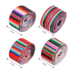 6 rollos de cintas de fiesta mexicanas con rayas de arco_4