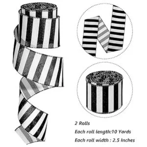 20 yardas 2 rollos de cinta de rayas blancas y negras de_2