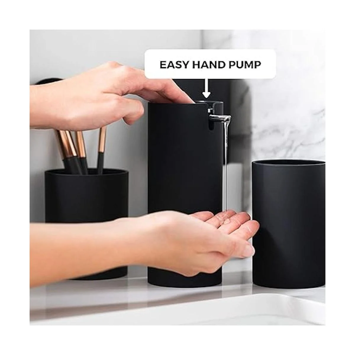 Elegante juego de accesorios de baño negro mate de 4_5