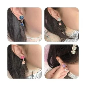 EleMirsa 12 pares de aretes con clip para niñas recuerdos_3