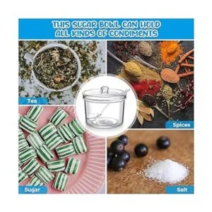 Azucarero de acrílico transparente con tapa cuchara de_4