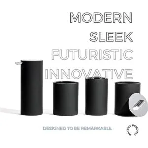 Elegante juego de accesorios de baño negro mate de 4_4