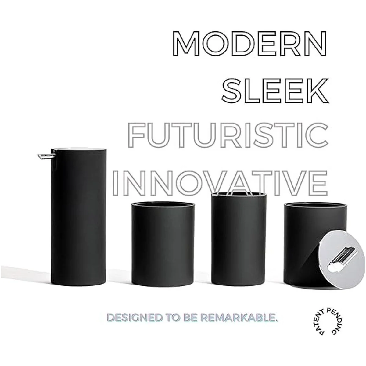 Elegante juego de accesorios de baño negro mate de 4_4