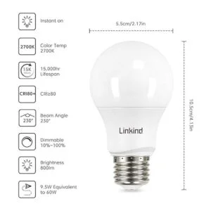 Linkind Bombillas LED A19 regulables equivalente a 60 W_2