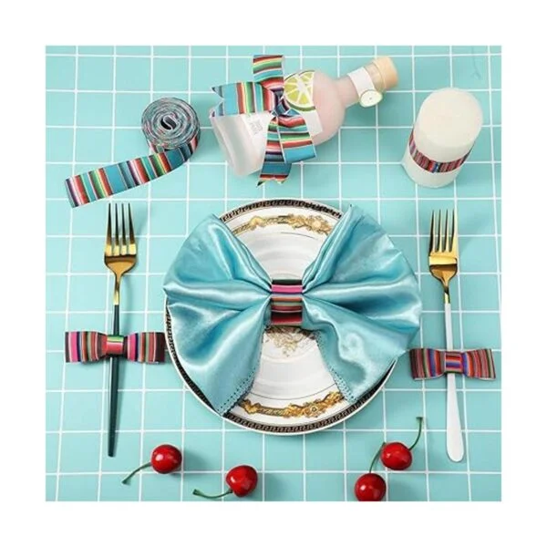 6 rollos de cintas de fiesta mexicanas con rayas de arco_2