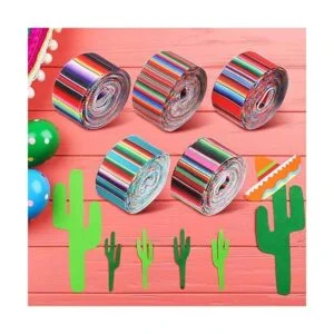 6 rollos de cintas de fiesta mexicanas con rayas de arco_6