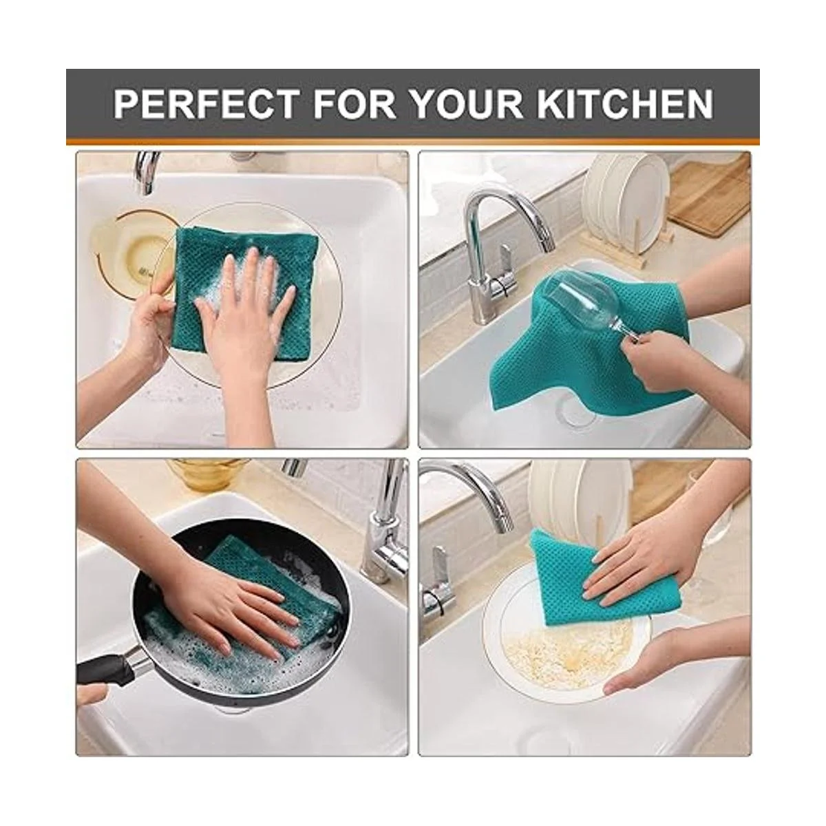 Paños de cocina 100 de tejido gofre paquete de 6_4