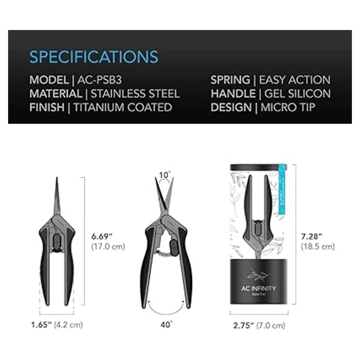 AC Infinity Tijeras de podar de acero inoxidable de 6.6_6