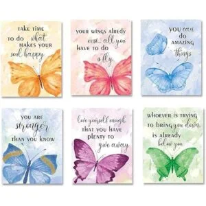 Arte de pared con frase inspiradora en acuarela mariposas_1