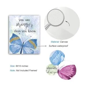 Arte de pared con frase inspiradora en acuarela mariposas_6