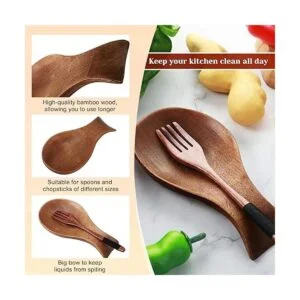 Soporte de cuchara para estufa soporte de bambú para_5