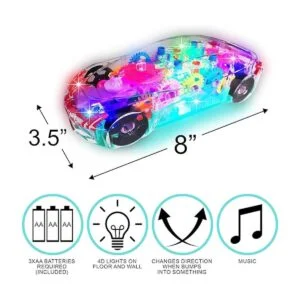 ArtCreativity Juguete de coche transparente iluminado para_3