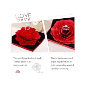 iSuperb Caja de anillo de rosa creativa de terciopelo rosa_5