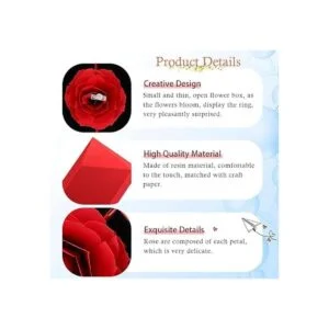 iSuperb Caja de anillo de rosa creativa de terciopelo rosa_4