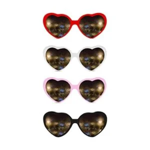 Paquete de 4 lentes de sol en forma de corazón con efecto_1