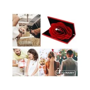 iSuperb Caja de anillo de rosa creativa de terciopelo rosa_7