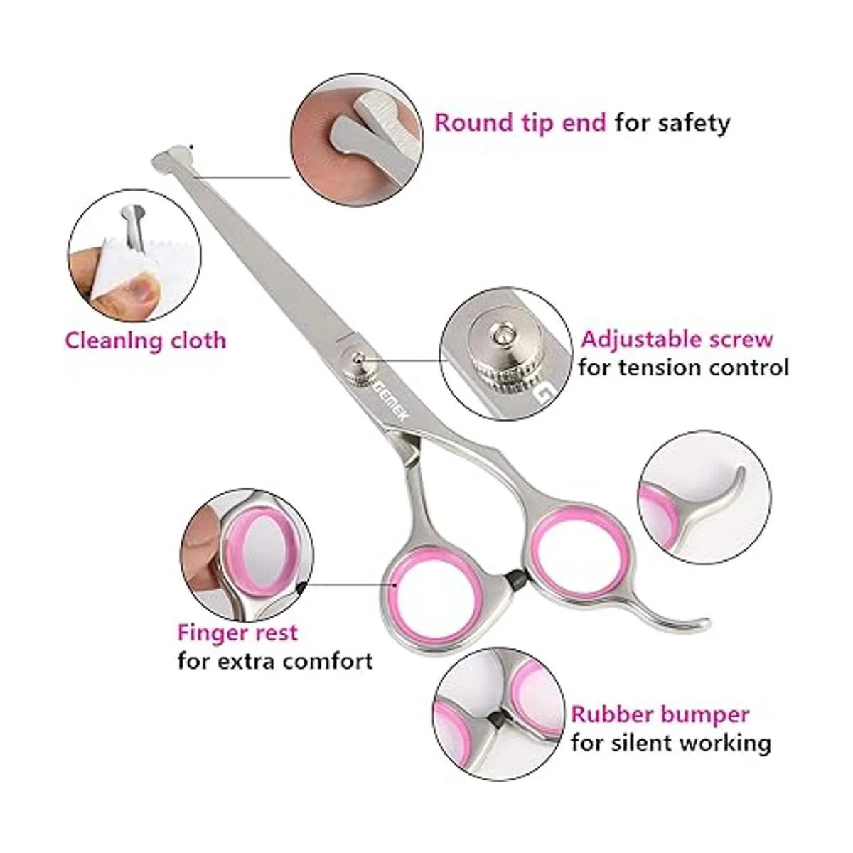 GEMEK Juego de 4 tijeras de aseo profesional de acero_6