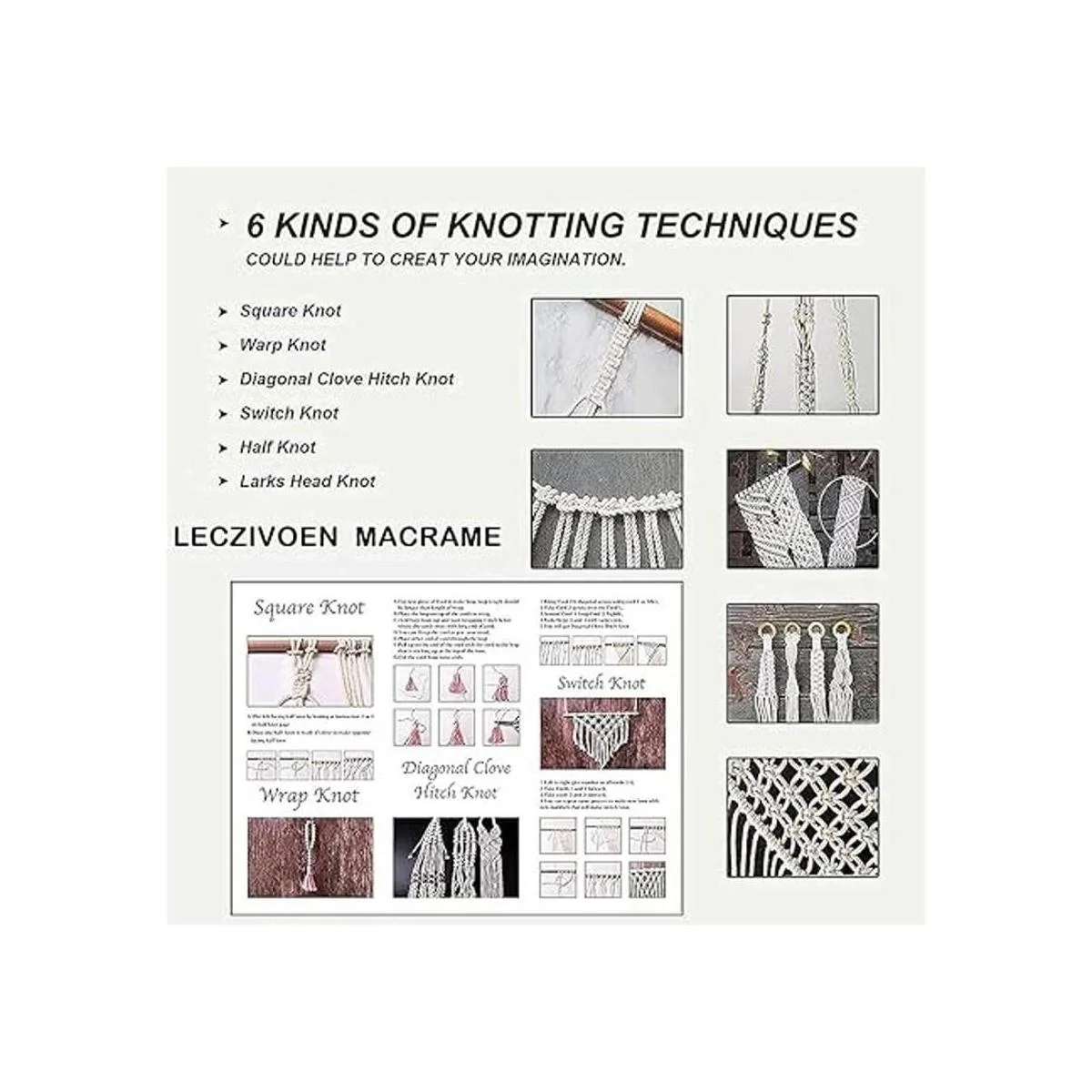 Kit de macramé suministros de macramé de 109 yardas x_6