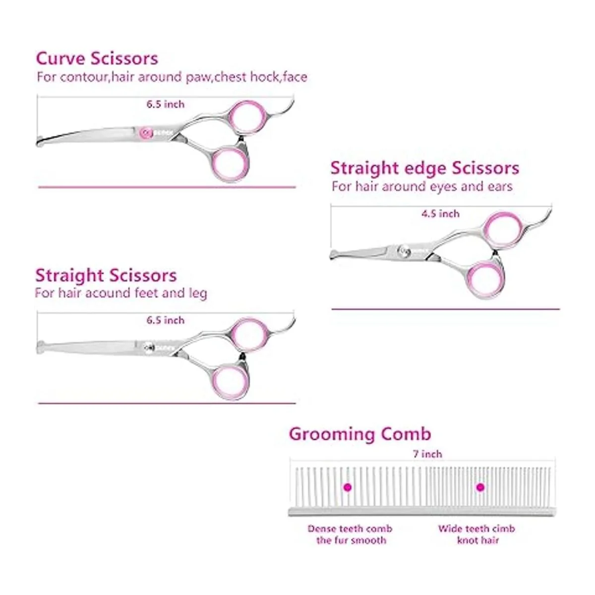 GEMEK Juego de 4 tijeras de aseo profesional de acero_4