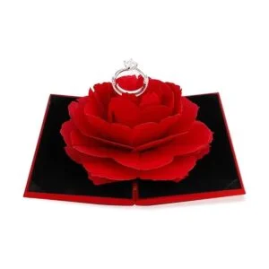 iSuperb Caja de anillo de rosa creativa de terciopelo rosa_1