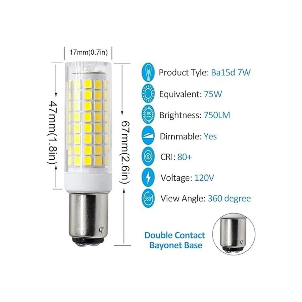Ba15d Bombillas LED regulables base de bayoneta de doble_2
