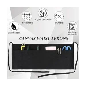 Delantal de lona de 2 bolsillos con cintura de trabajo_3