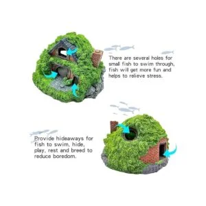 Tfwadmx Decoración de acuario Hobbit House Resina Betta_3