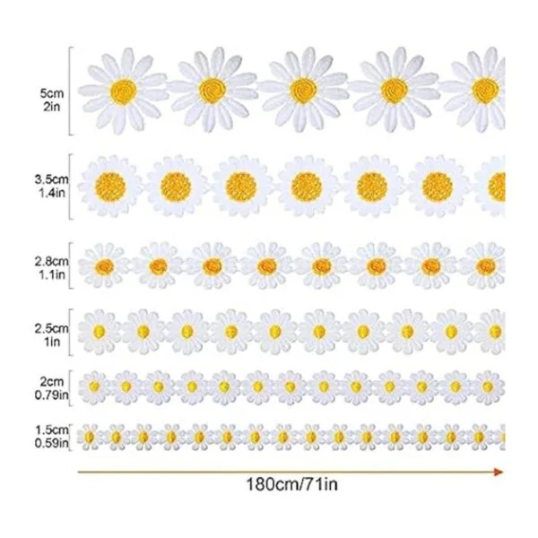 Total de 12 yardas Cintas de margaritas para decoración_3