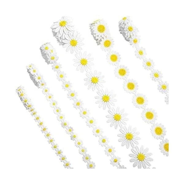 Total de 12 yardas Cintas de margaritas para decoración_4