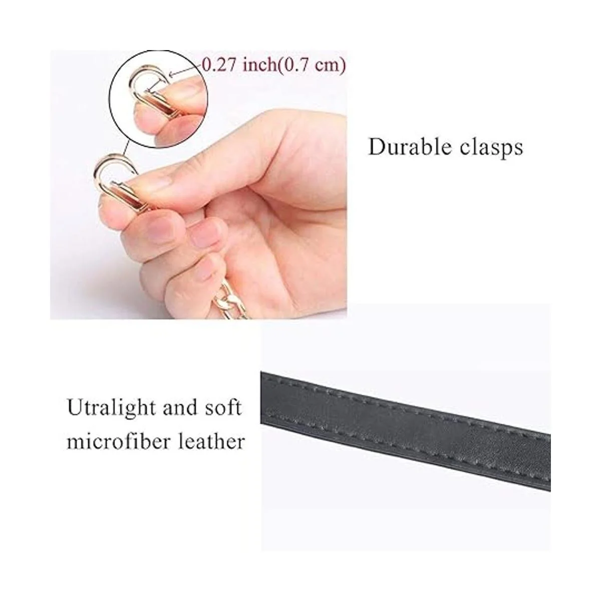 Beaulegan Asas de cadena para bolso cuero de microfibra_4