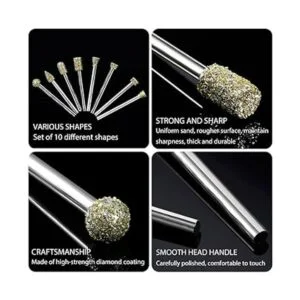 Juego de rebabas de diamante 20 brocas de rebaba de_3