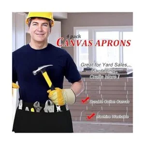 Delantal de lona de 2 bolsillos con cintura de trabajo_5