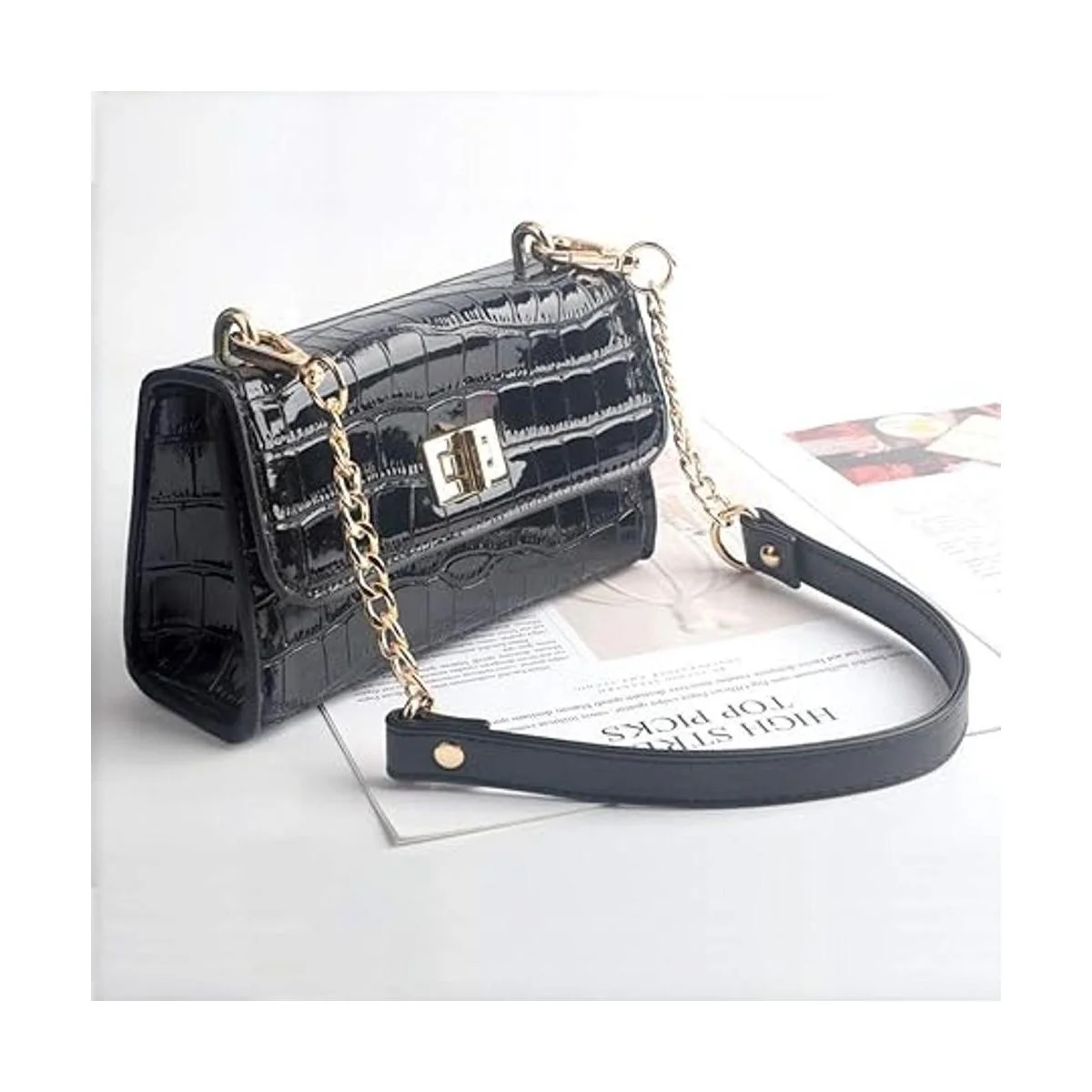 Beaulegan Asas de cadena para bolso cuero de microfibra_7