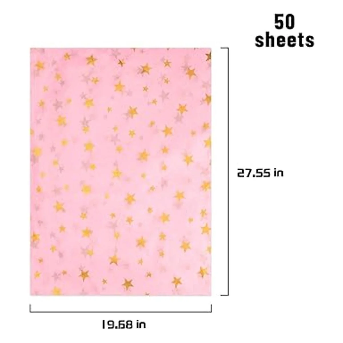 50 hojas de papel rosa con estrella dorada metálica a_3