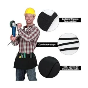 Delantal de lona de 2 bolsillos con cintura de trabajo_4