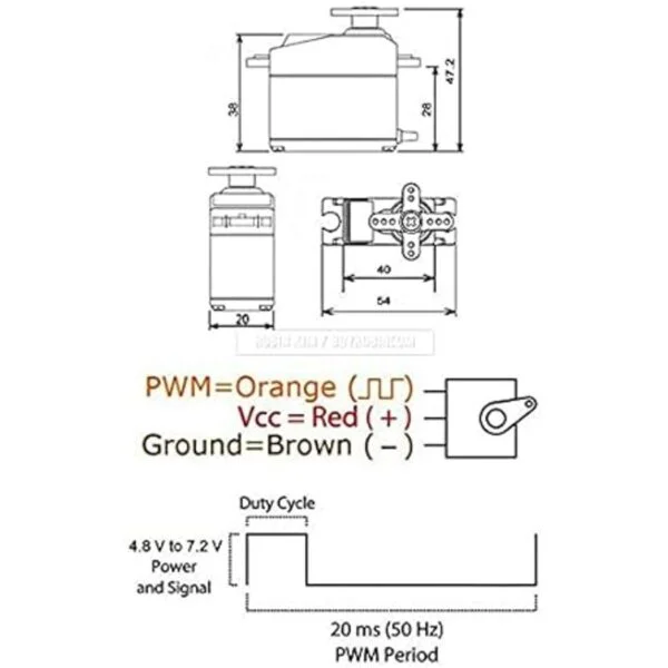 Paquete de 2 servomotor MG995 ngulo de control de 180_7