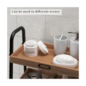 LEETOYI Organizador de hisopos de algodón de cerámica con_6