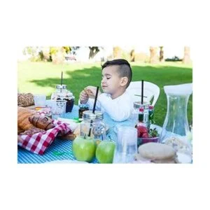 TopTableCloth Mantel cuadrado de vinilo blanco y azul a_4