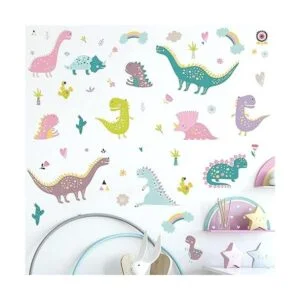 ROFARSO Coloridas calcomanías de pared de dinosaurio de_3