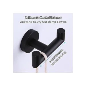 Gancho de toalla doble negro mate soporte de toalla de_6