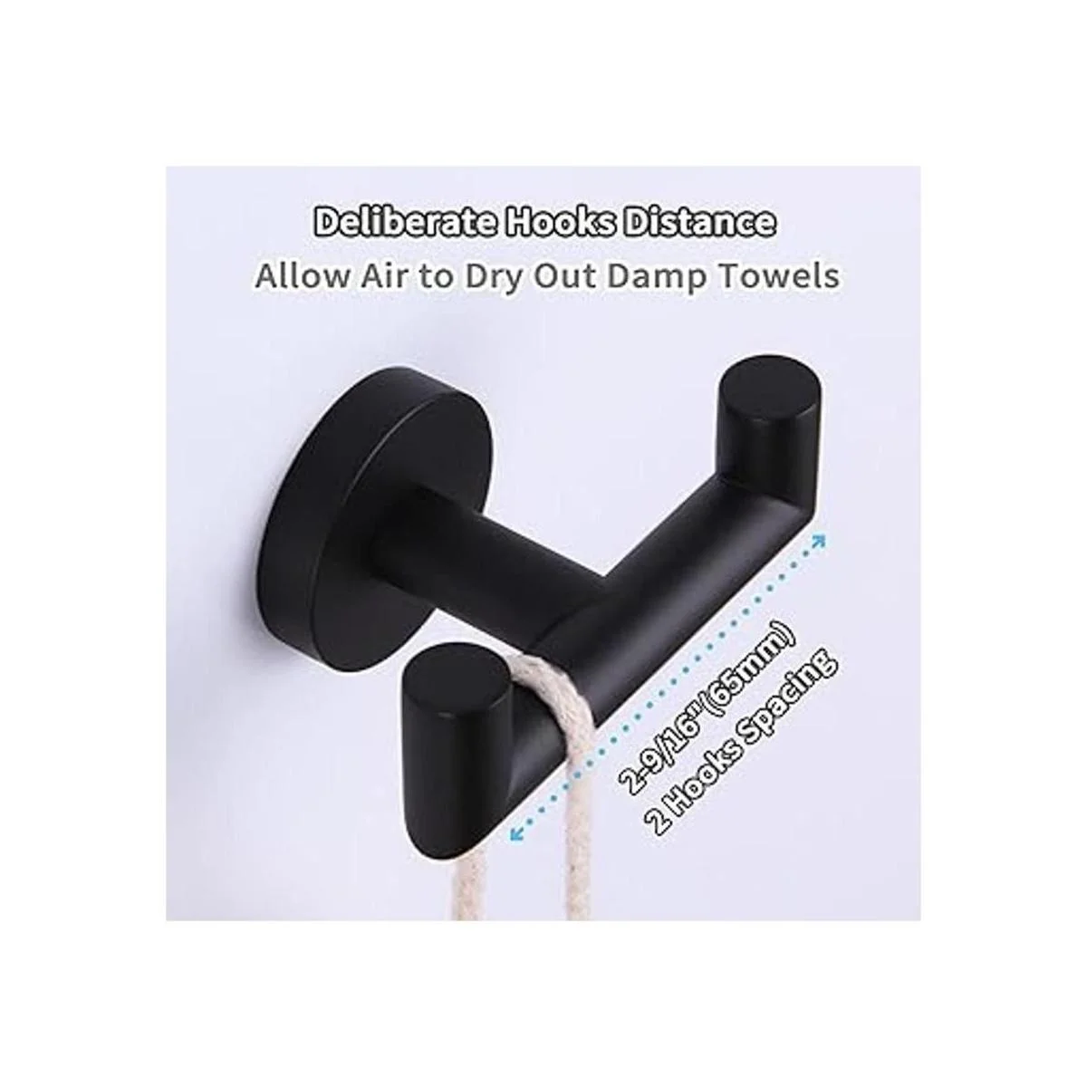 Gancho de toalla doble negro mate soporte de toalla de_6