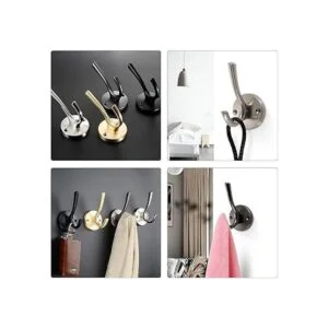 Ganchos de níquel cepillado paquete de 2 ganchos de baño_4