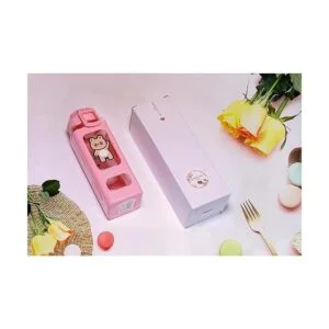Kawaii Botella de agua con pajita deportiva de plástico_3