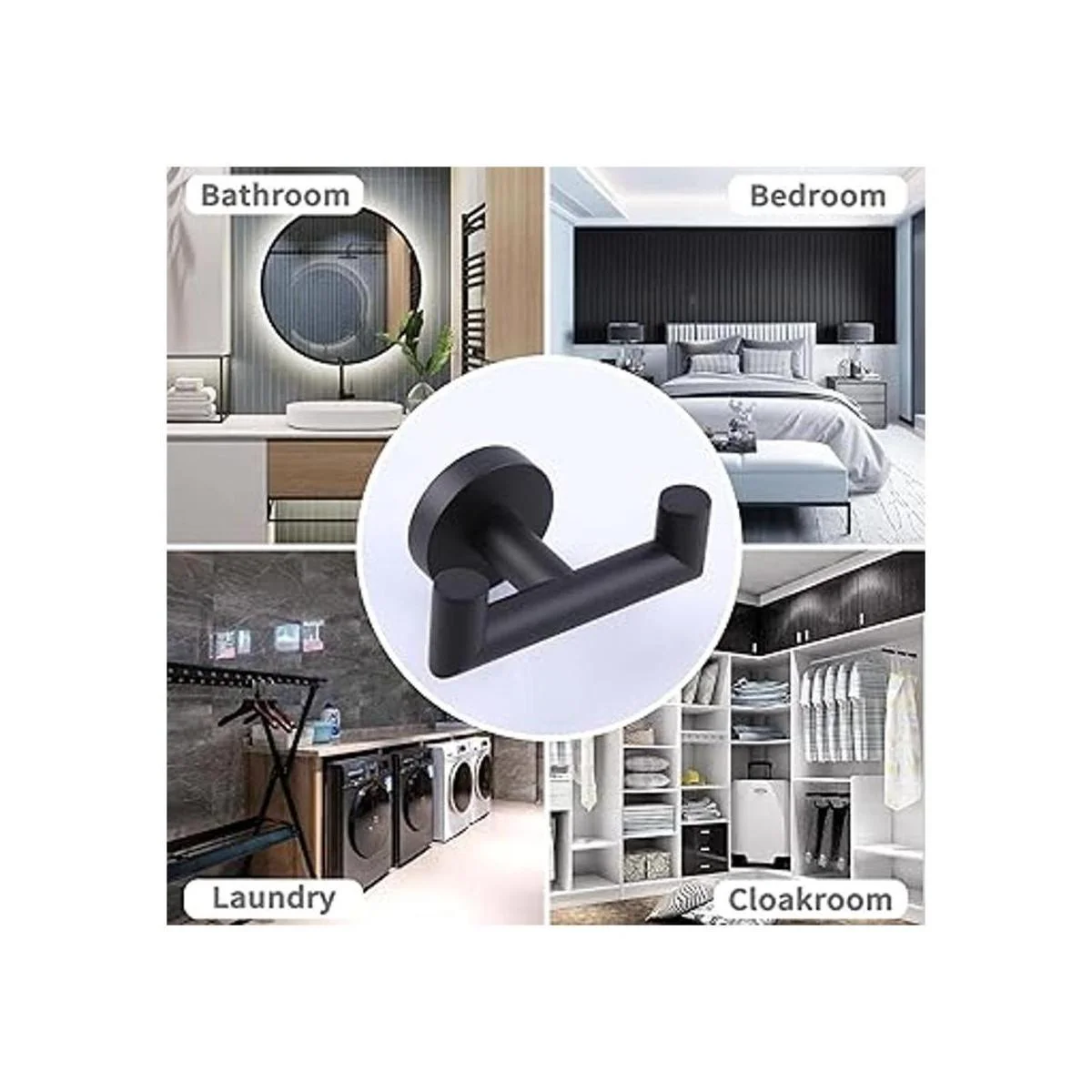 Gancho de toalla doble negro mate soporte de toalla de_4