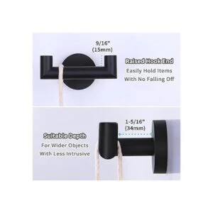Gancho de toalla doble negro mate soporte de toalla de_7
