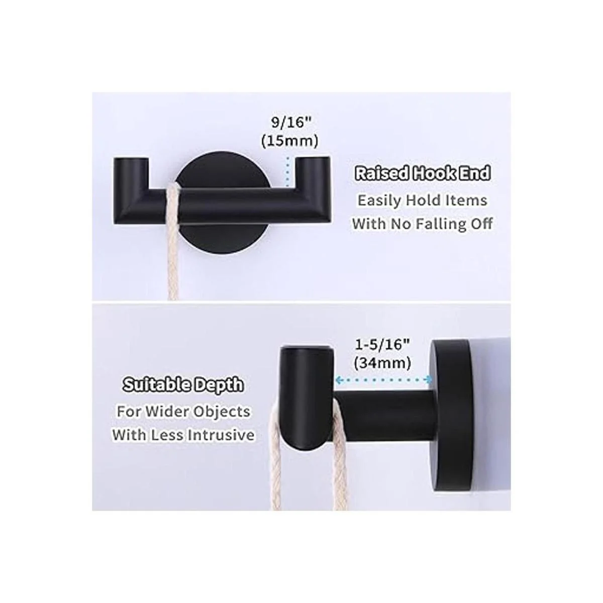 Gancho de toalla doble negro mate soporte de toalla de_7