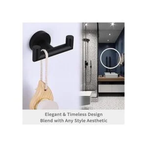 Gancho de toalla doble negro mate soporte de toalla de_3