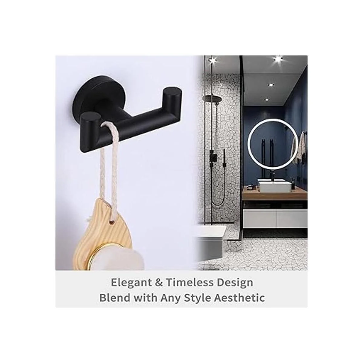 Gancho de toalla doble negro mate soporte de toalla de_3