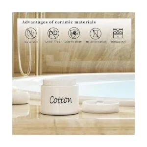 LEETOYI Organizador de hisopos de algodón de cerámica con_3